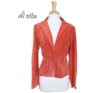 Vint. Bohemian 100% Suede Leather jacket in Tangerine